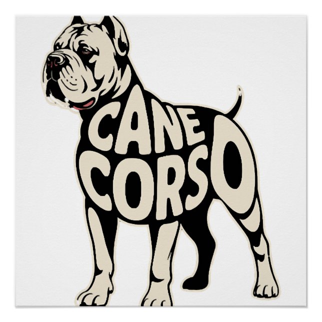 Poster Chien Cane Corso Typographie Gras Art (Devant)