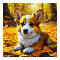 Chien Chien Chien Chien Corgi Jouant dans les Feui