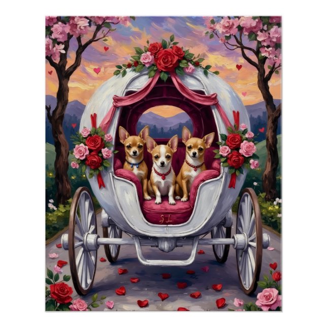 Poster Chien Chihuahua pour la Saint-Valentin (Devant)