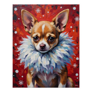 Poster Chien Chihuahua Sassy avec Collier en Fourrure Flo