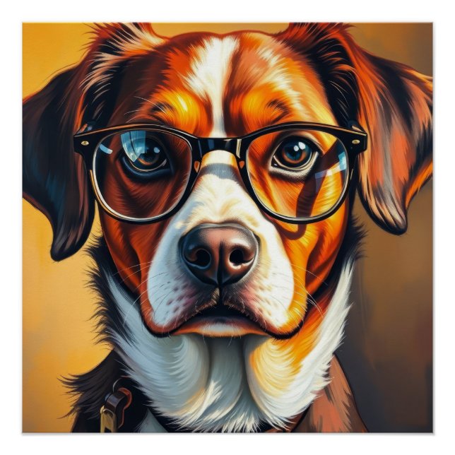 Poster Chien Cool avec Lunettes de Soleil (Devant)