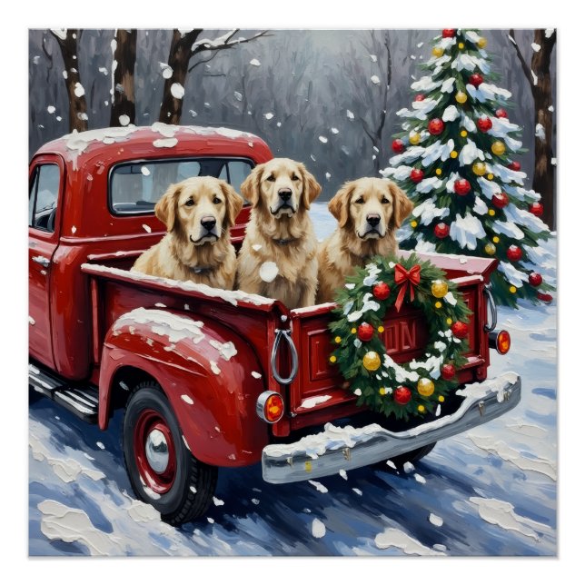 Poster Chien de Berger Anglais Ancestral Camion Rouge de  (Devant)