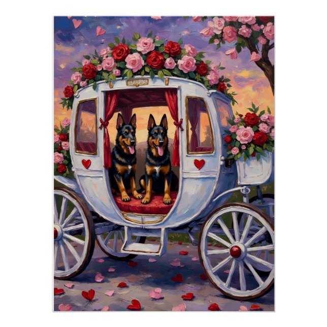 Poster Chien de berger belge Saint-Valentin (Devant)