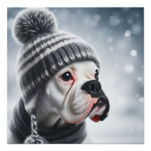 Poster Chien de boxe en hiver
