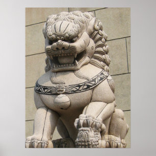 Poster Chien de garde lionne féminin chinois 石獅