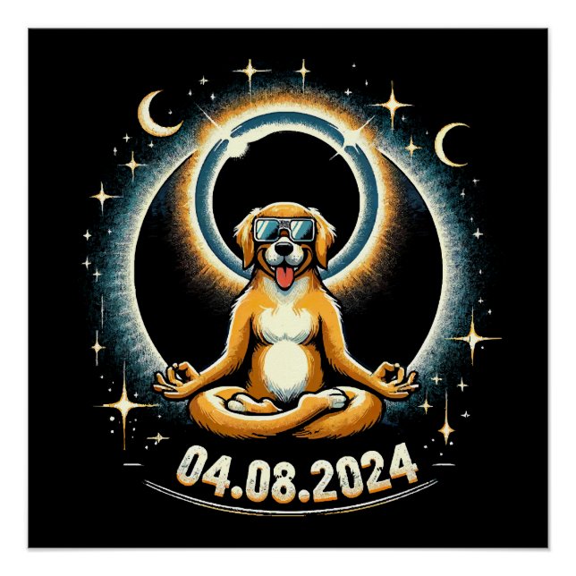 Poster Chien de l'éclipse solaire 2024 (Devant)