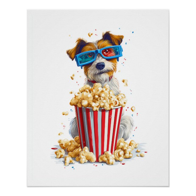 Poster Chien de soirée cinéma Popcorn Pup (Devant)