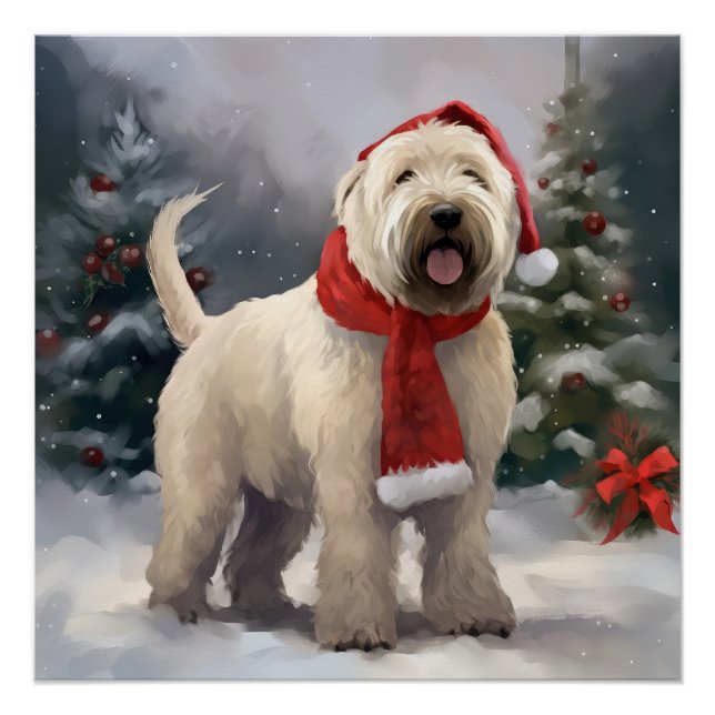 Poster Chien de Terrier rouillé en Noël de neige (Devant)