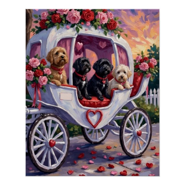 Poster Chien d'eau portugais Saint-Valentin (Devant)