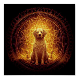 Poster Chien d'Esprit d'or dans la Géométrie Sacrée