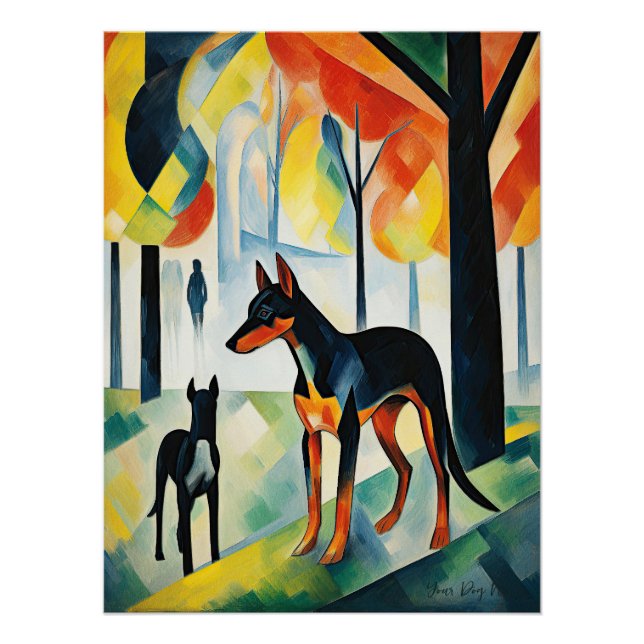 Poster Chien Doberman marchant dans le parc 05 - Madelein (Devant)