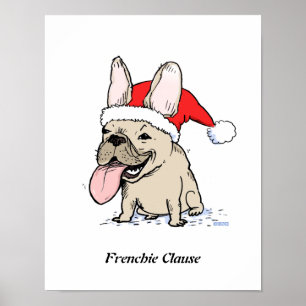 Poster Chien drôle de Père Noël de Noël de bouledogue