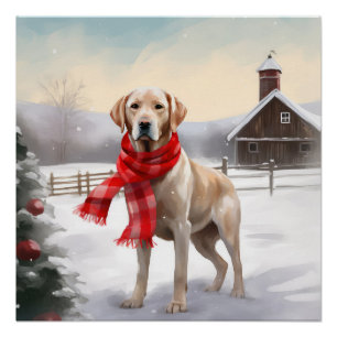Poster Chien du Labrador à Noël de neige