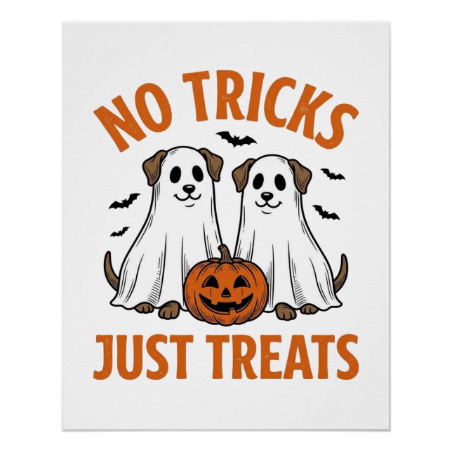 Poster Chien Fantôme Drôle Halloween Pas de Farces Juste  (Devant)
