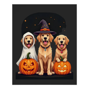 Poster Chien fantôme Retriever doré Halloween Trick Or Tr
