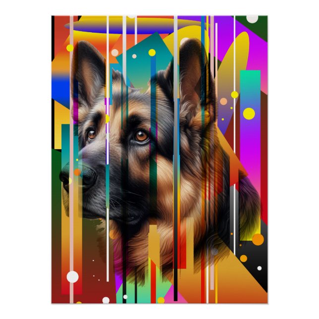 Poster Chien géométrique moderne (Devant)