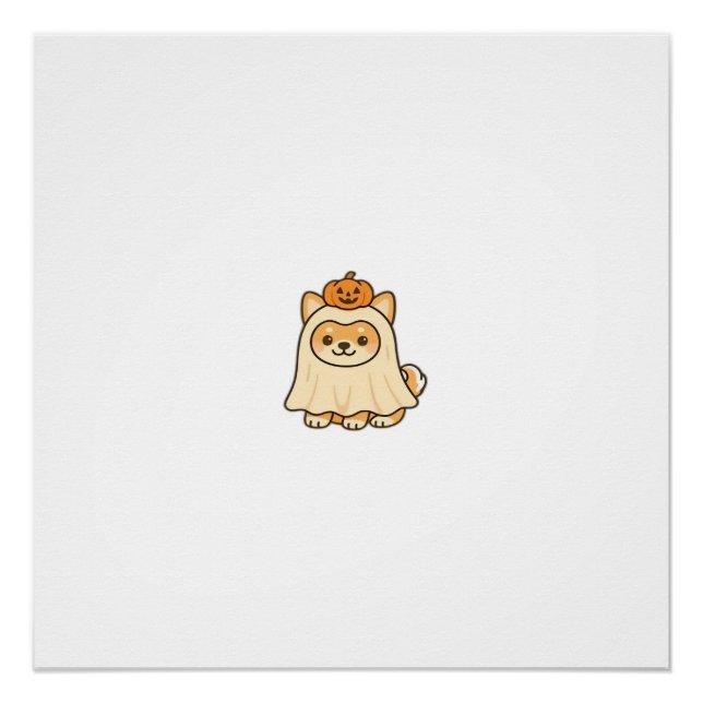 Poster Chien Kawaii Halloween � Autocollant de chiot fant (Devant)