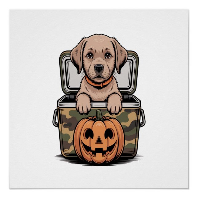 Poster Chien Labrador Brun Halloween Effrayant (Devant)