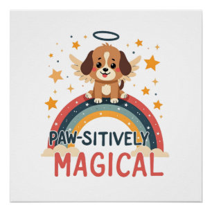 Poster Chien magique absolument adorable ange vintage arc