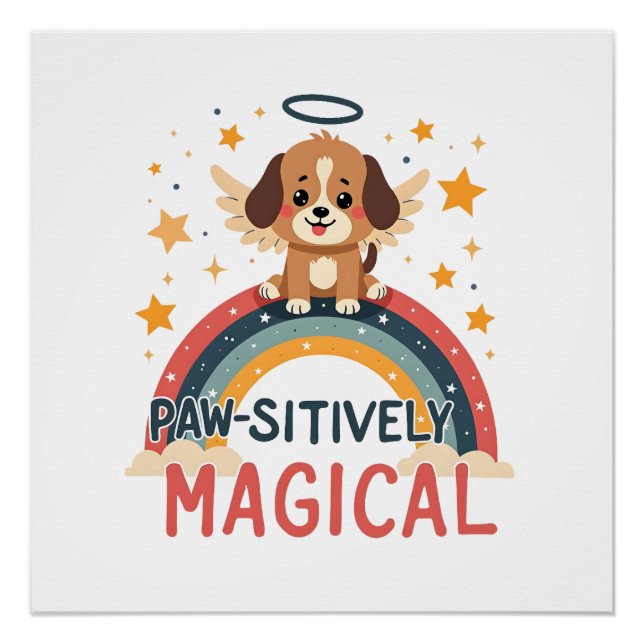 Poster Chien magique absolument adorable ange vintage arc (Devant)