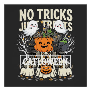 Poster Chien Mignon Halloween Pas de Farces Rien que des