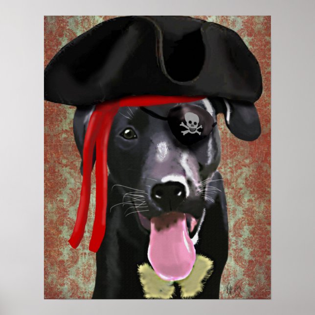 Poster Chien pirate du Labrador noir (Devant)
