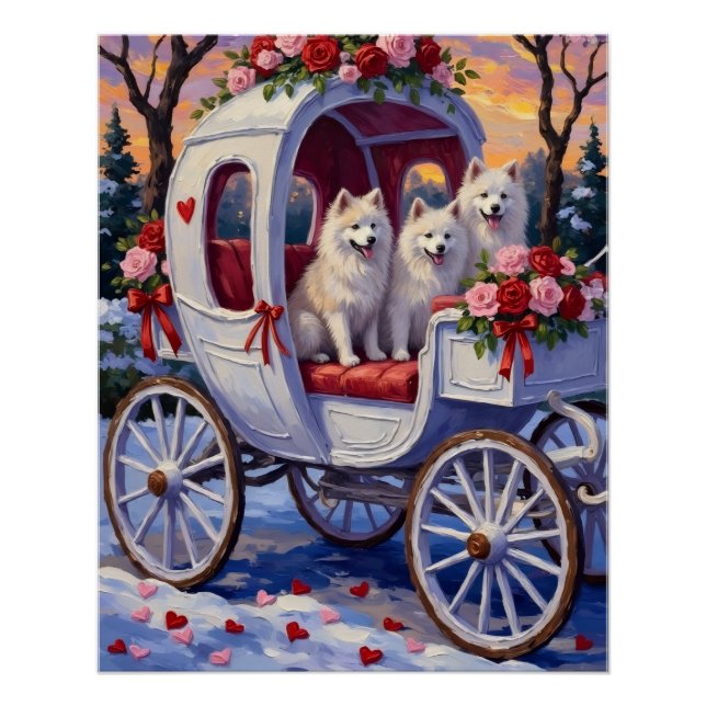 Poster Chien Samoyède Saint-Valentin  (Devant)