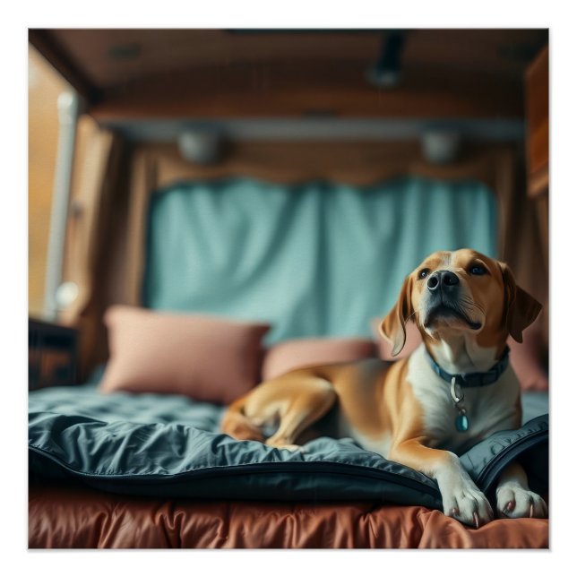 Poster Chien sur Lit (Devant)
