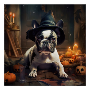 Poster Chien-taureau Citrouille Halloween effrayant