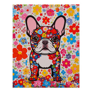 Poster Chien-taureaux et fleurs français 001 - Bijou sur