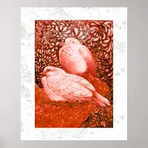 POSTER CHIENS BLANCS EN ROUGE