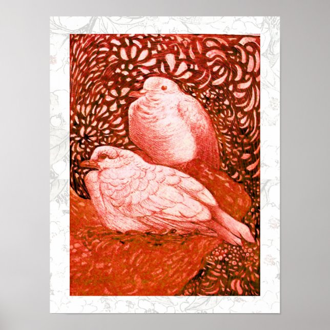 POSTER CHIENS BLANCS EN ROUGE (Devant)