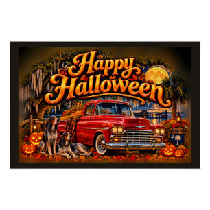 Poster Chiens de chasse de Halloween en Caroline du Sud C