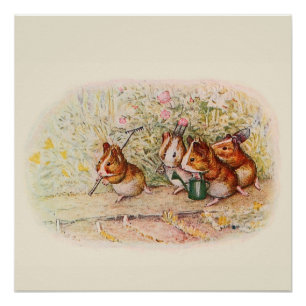 Poster Chiens de Guinée et outils de jardin