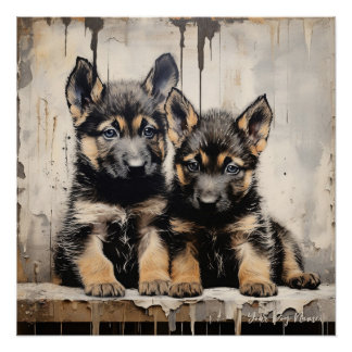 Poster Chiens de marionnettes allemands amicaux 001 - Rai