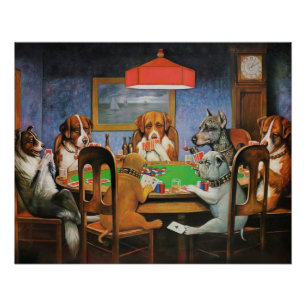 Poster Chiens jouant au poker par C.M. Coolidge