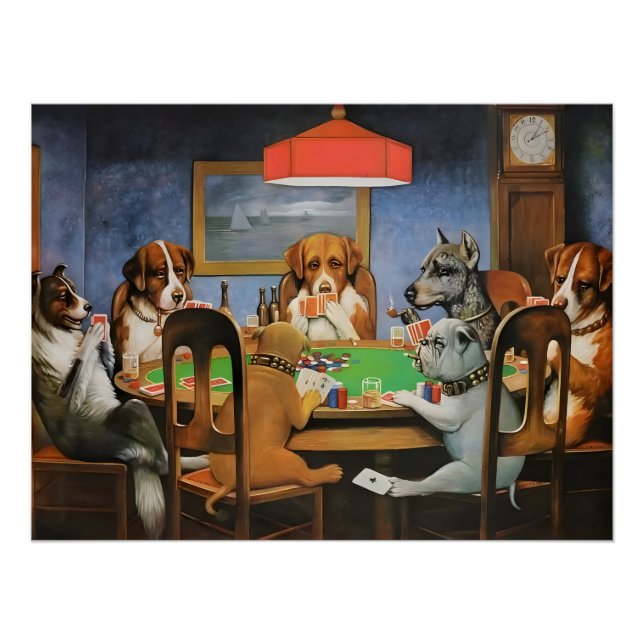 Poster Chiens jouant au Poker par Cassius Marcellus Cooli (Devant)
