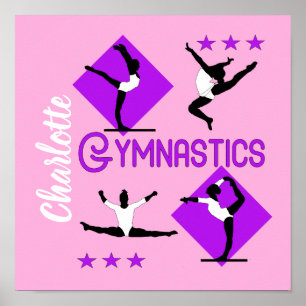 Poster Chiffres de gymnaste Filles mignonnes Gymnastique 