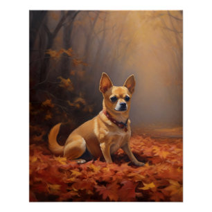 Poster Chihuahua à l'automne Leaves automne Inspire