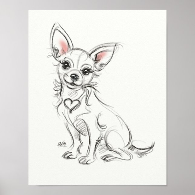 Poster Chihuahua Art print | Croquis rapide (Devant)