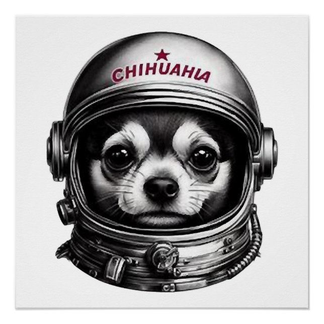 Poster Chihuahua,Chien spatial soviétique rétro voyageur (Devant)