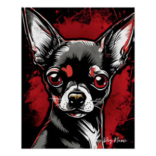 Poster Chihuahua Chig, rouge et noir 005 - Ulises Dall