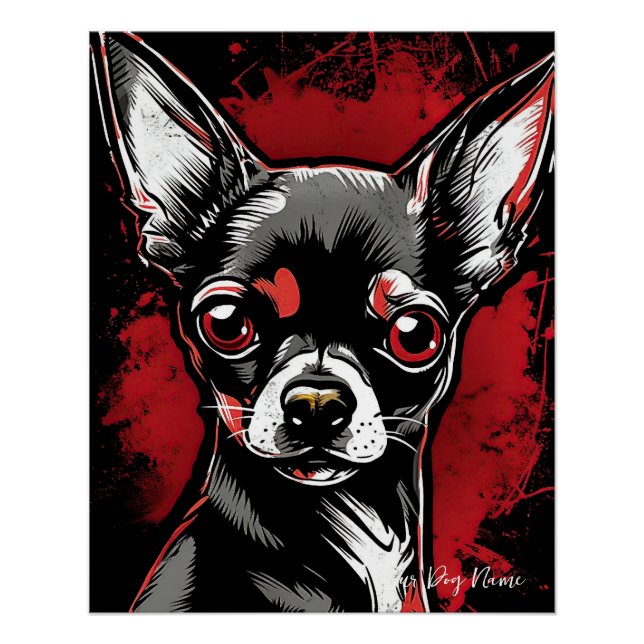 Poster Chihuahua Chig, rouge et noir 005 - Ulises Dall (Devant)