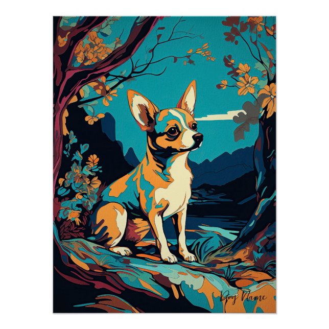 Poster Chihuahua Dog 002 - Bruno Pokopen (Devant)