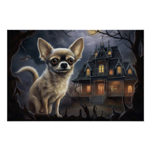 Poster chihuahua Halloween effroi