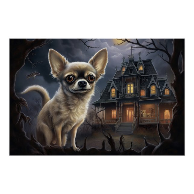Poster chihuahua Halloween effroi (Devant)