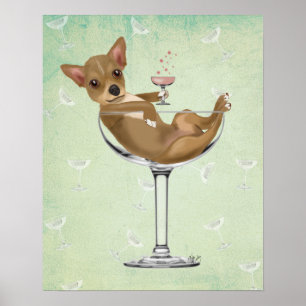 Poster Chihuahua in Cocktail Glass