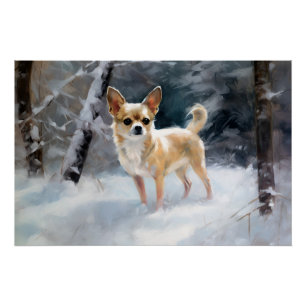 Poster Chihuahua  Laissez tomber la neige de Noël