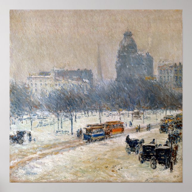 Poster Childe Hassam, hiver en Carré de l'Union (Devant)