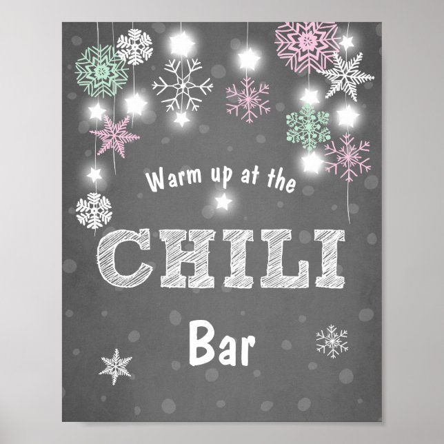 Poster Chilli Bar signe Pink Mint Flacons de neige hiver  (Devant)